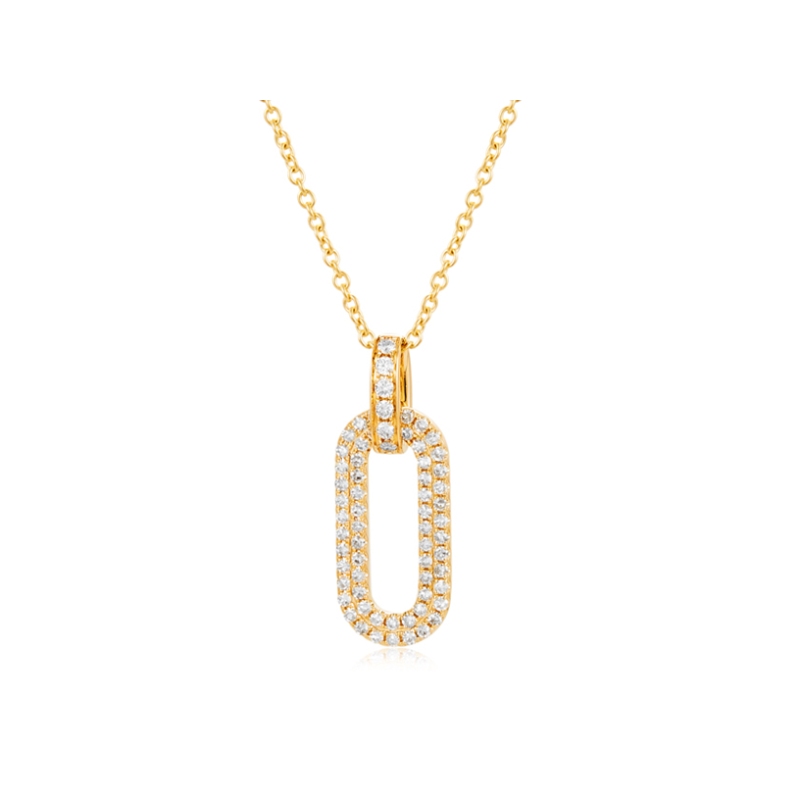 .46Ct Dias Paperclip Pendant 14k Yellow Gold