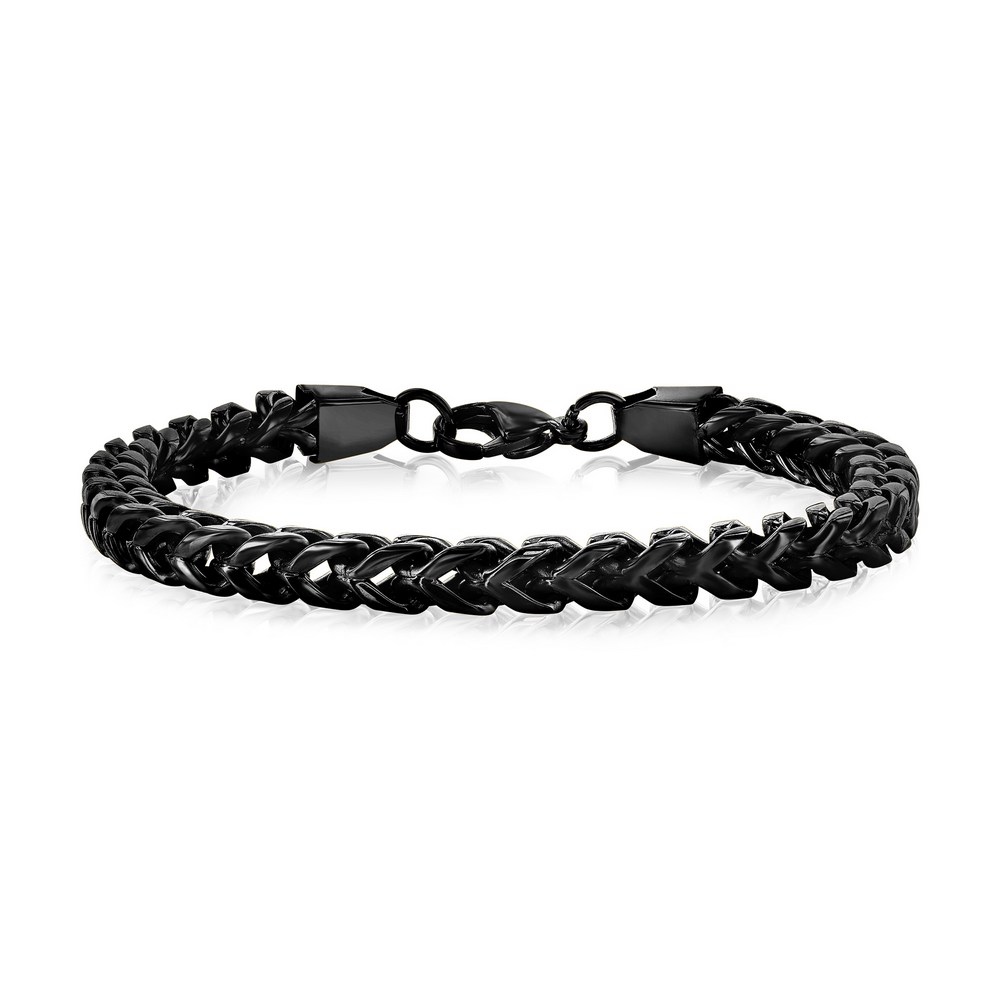 Steel/Black Plated 6mm Franco Bracelet 8.5"