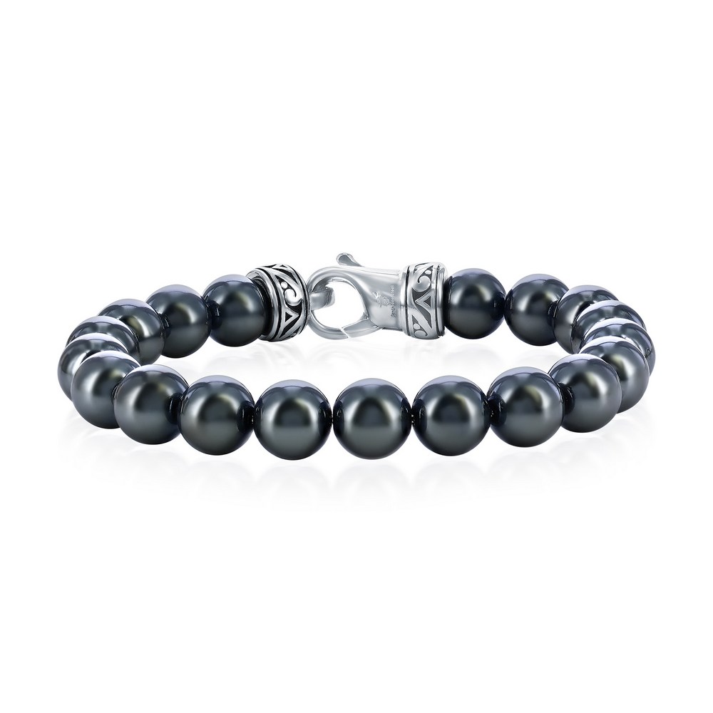 Steel Hematite Bead Bracelet 8.5"