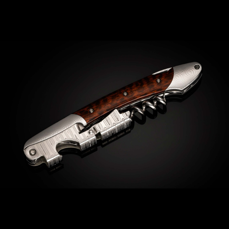 William Henry Corkscrew Damascus Knife